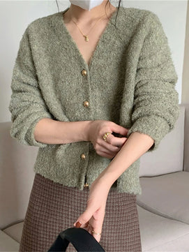 Women's Acrylic V-Neck Full Sleeves Solid Pattern Casual Sweater