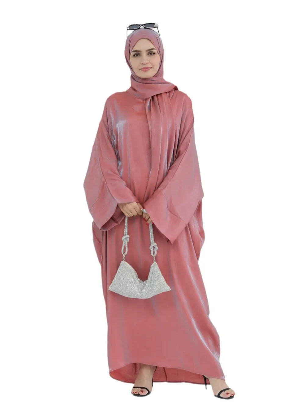 Women's Arabian Polyester Full Sleeves Solid Pattern Long Dress