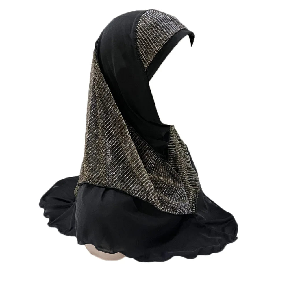 Women's Arabian Polyester Head Wrap Sequin Pattern Elegant Hijabs