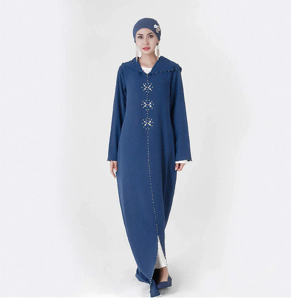 Women's Arabian Polyester Full Sleeve Beaded Pattern Casual Dress