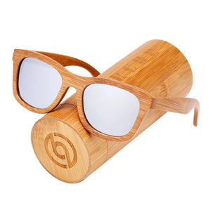 Men's Bamboo Frame Polaroid Lens Square Shaped UV400 Sunglasses