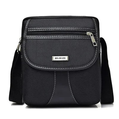 Men's Oxford Zipper Closure Solid Pattern Crossbody Shoulder Bag