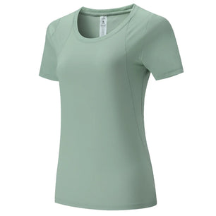 Women's Polyester O-Neck Short Sleeves Breathable Workout Top