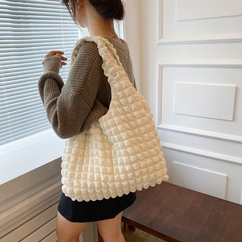 Women's Cotton Cell Phone Pocket Luxury Shoulder Casual Tote Bag