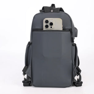 Men's Nylon Zipper Closure Slot Pocket Messenger Casual Backpack