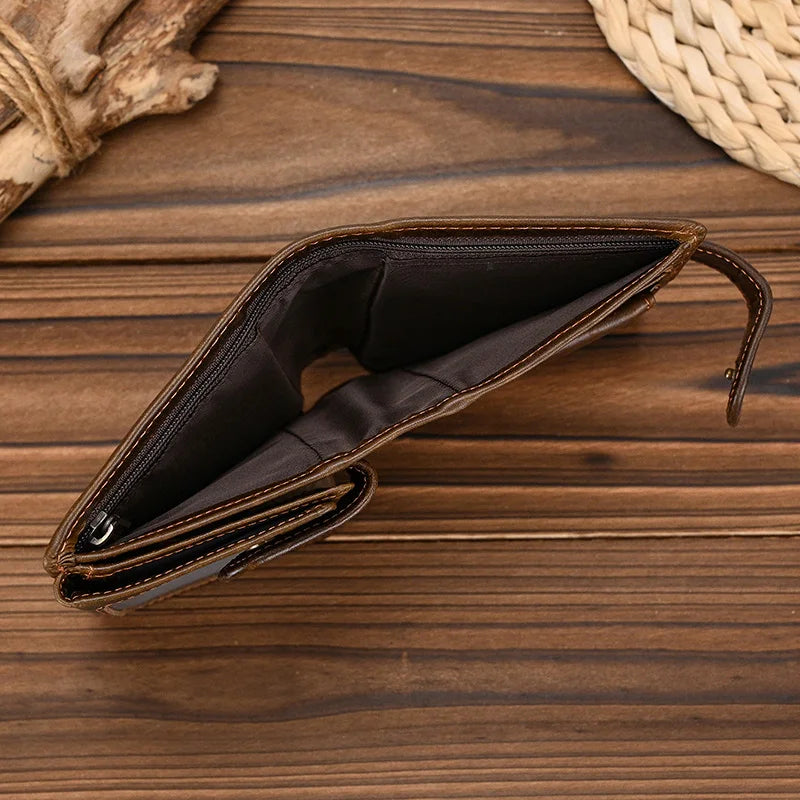 Men's Genuine Leather Solid Pattern Card Holder Vintage Wallet