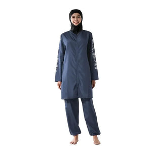 Women's Arabian Polyester Full Sleeves Solid Pattern Swimwear Set