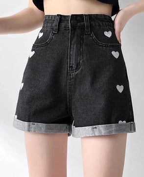 Women's Cotton High Waist Button Fly Casual Plain Pattern Shorts