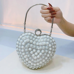 Women's PU Heart Shape Pearl Pattern Classic Wedding Clutch