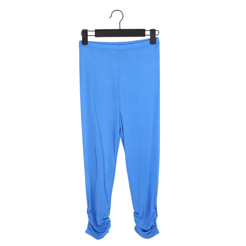 Women's Silk Elastic Closure Mid Waist Double-Sided Casual Pants