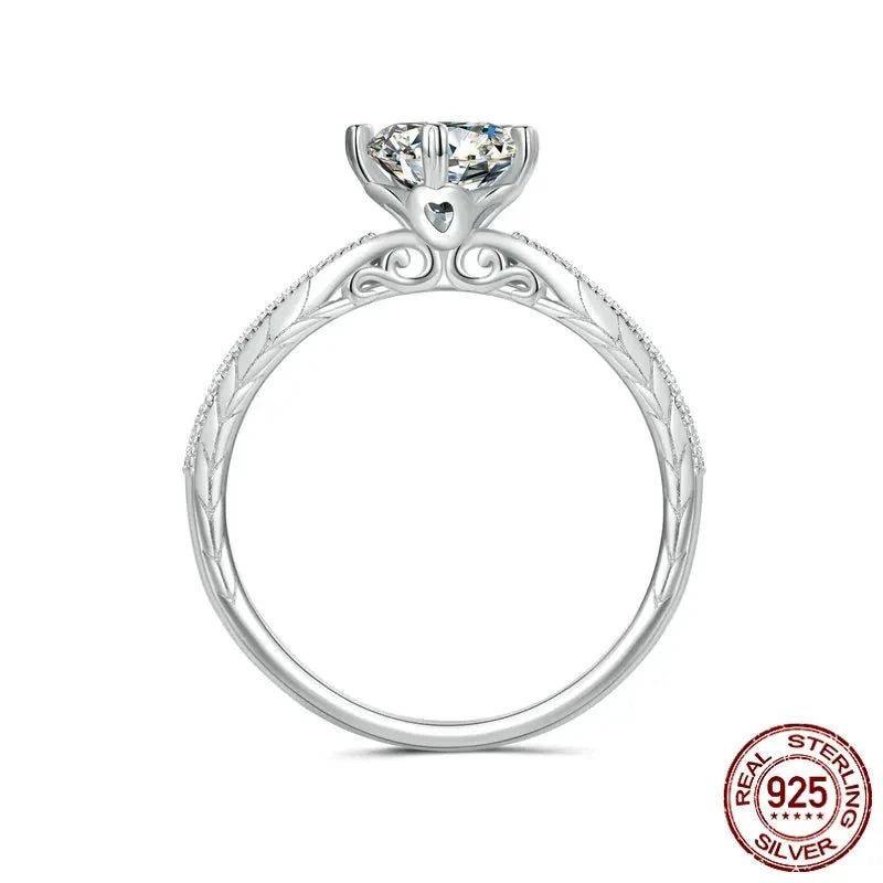 Women's 100% 925 Sterling Silver Moissanite Engagement Ring