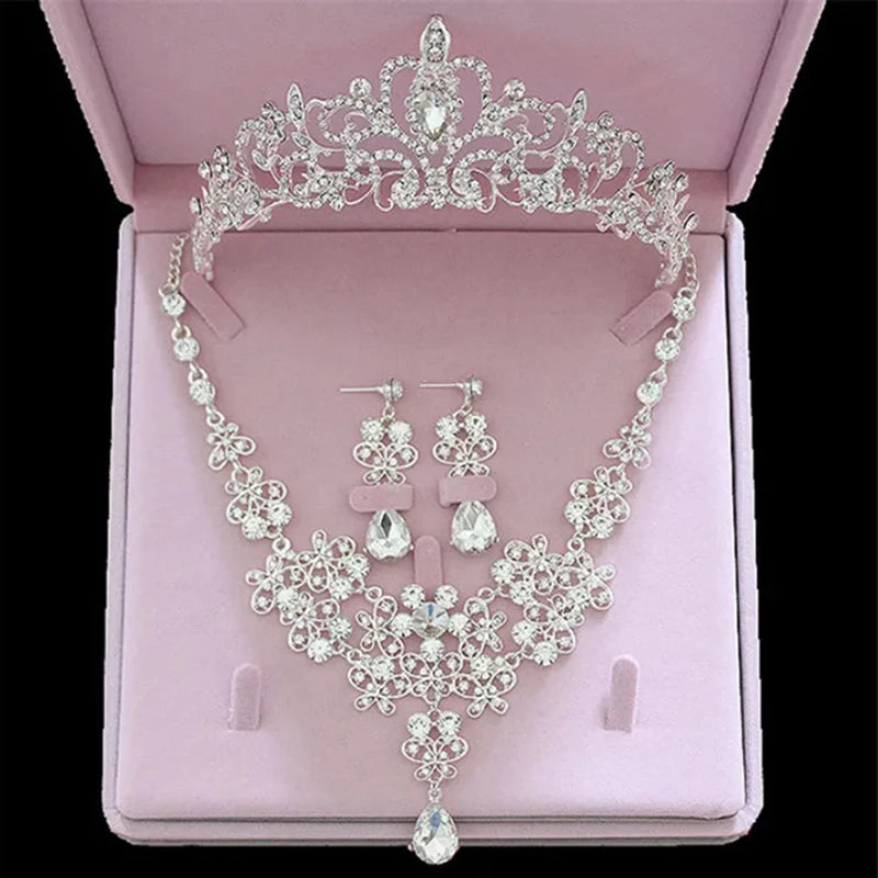 Women's Zinc Alloy Water Drop Bridal Wedding Crown Jewelry Sets