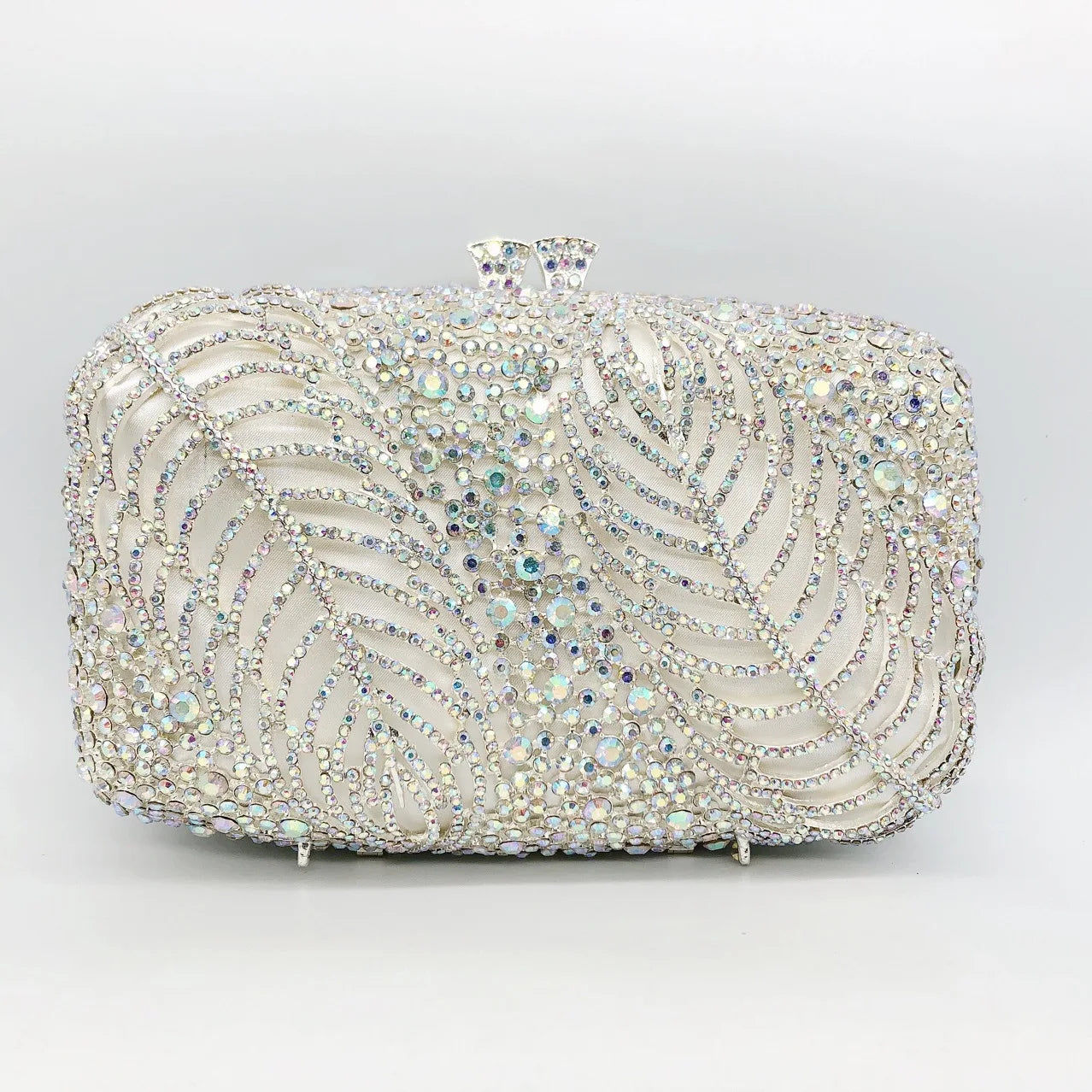 Women's Metallic Hasp Closure Rhinestone Pattern Wedding Clutch