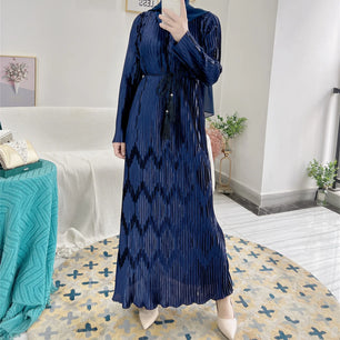 Women's Arabian Polyester Full Sleeve Patchwork Casual Dress