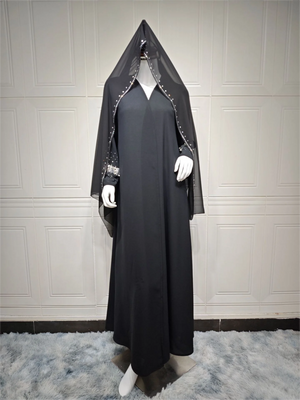 Women's Arabian Polyester Full Sleeve Solid Pattern Casual Abaya