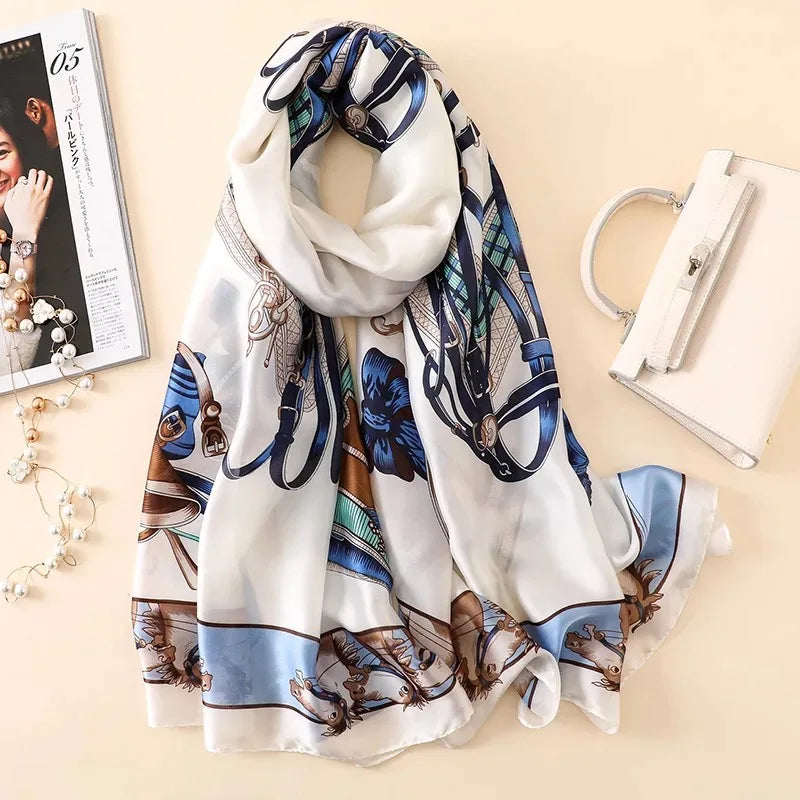 Women's Polyester Neck Wrap Printed Pattern Trendy Beach Scarves