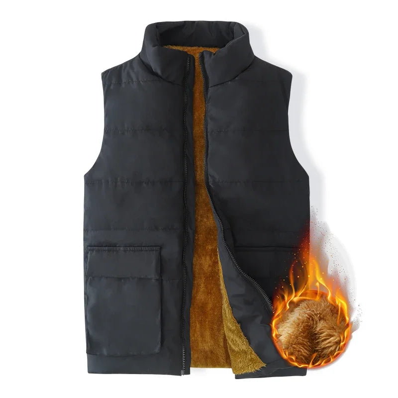 Men's Polyester Stand-Collar Sleeveless Zipper Closure Jacket