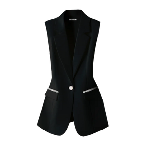 Women's Cotton Notched Sleeveless Single Breasted Casual Blazer