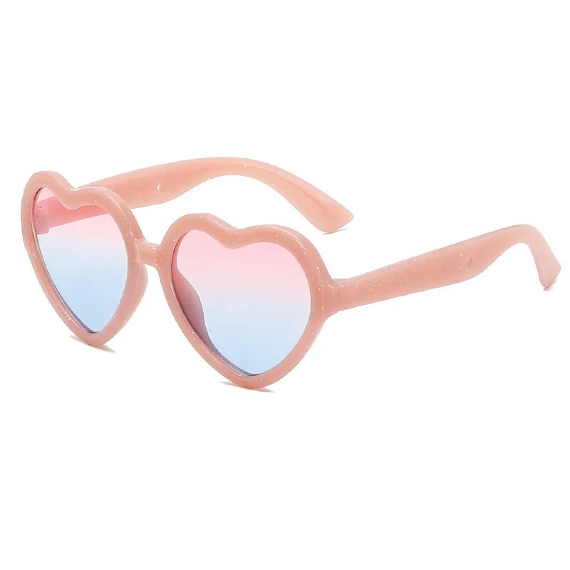 Kid's Resin Frame Heart Shaped UV400 Protection Trendy Sunglasses