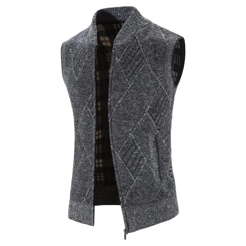 Men's Acrylic Sleeveless Zipper Closure Geometric Knitted Vest