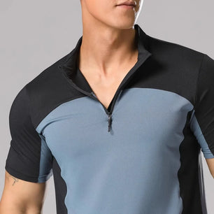 Men's Polyester Short Sleeve Stand Collar Sportswear T-Shirt