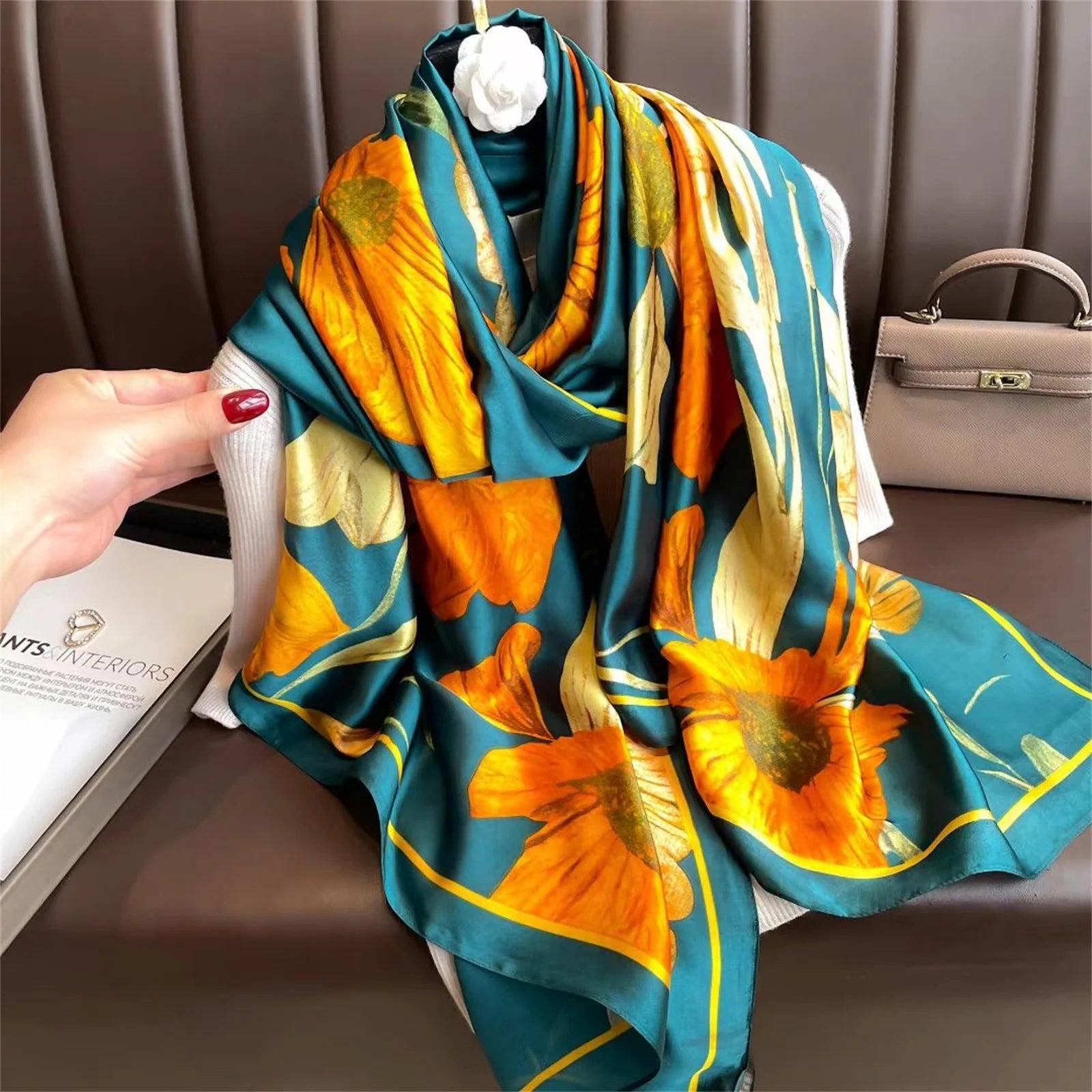 Women's Silk Neck Wrap Printed Pattern Trendy Beach Scarves