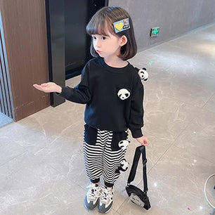 Kid's Cotton Long Sleeve Pullover Closure Striped Pattern Clothes