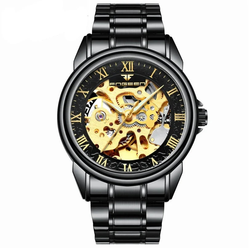 Men's Alloy Case Folding Clasp Round Shaped Waterproof Watches