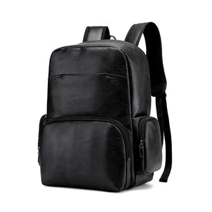 Men's PU Leather Zipper Closure Waterproof Laptop Backpack