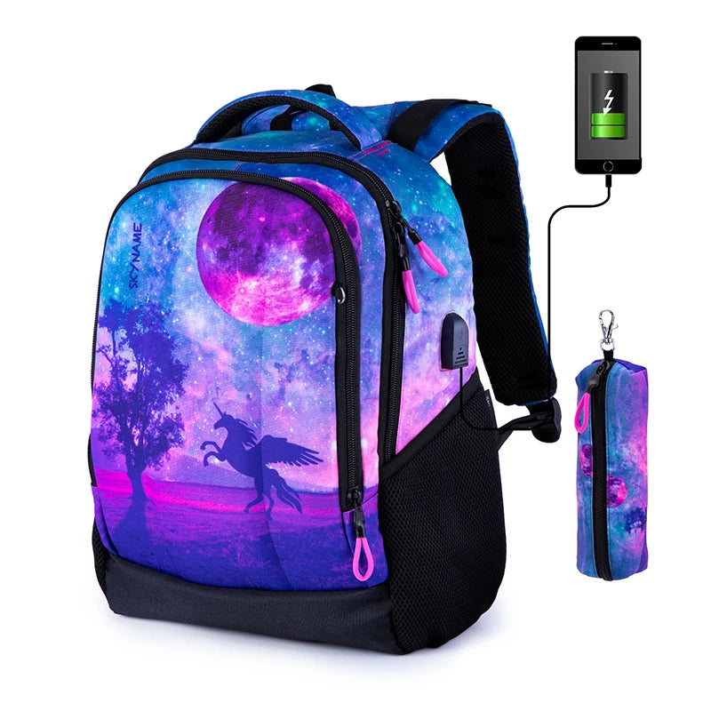 Kid's Polyester Zipper Closure Multifunctional School Backpack