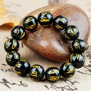 Men's Stone Geometric Pattern Religious Beaded Strand Bracelets