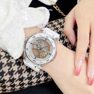 Women's Acrylic Case Round Shape Waterproof Luxury Watches