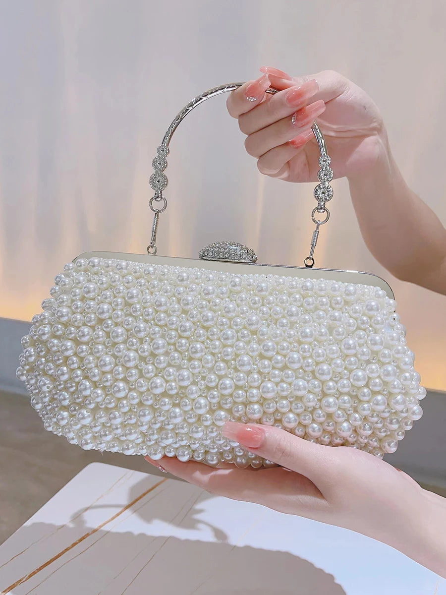 Women's PU Hasp Closure Beaded Pattern Classic Wedding Clutch