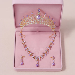 Women's Zinc Alloy Water Drop Bridal Wedding Crown Jewelry Sets