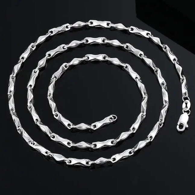 Men's 100% 925 Sterling Silver Link Chain Geometric Necklace