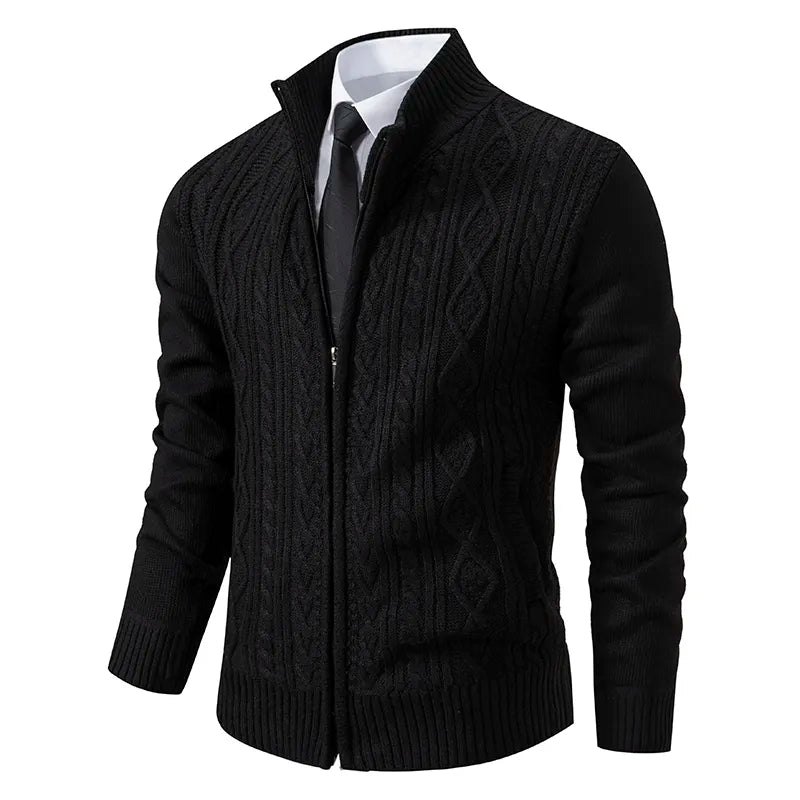 Men's Acrylic Full Sleeve Zipper Closure Knitted Winter Sweater