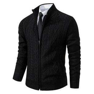 Men's Acrylic Full Sleeve Zipper Closure Knitted Winter Sweater