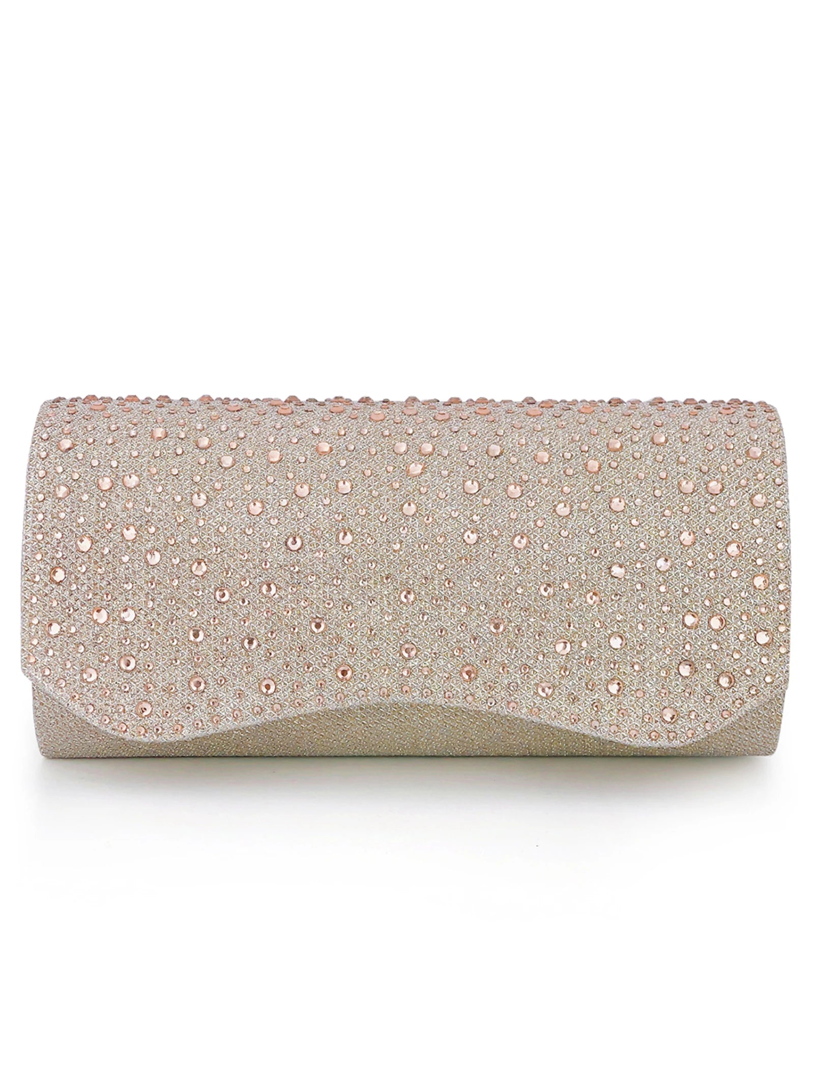 Women's Metallic Hasp Closure Rhinestone Classic Wedding Clutch