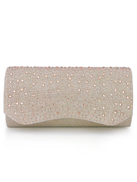 Women's Metallic Hasp Closure Rhinestone Classic Wedding Clutch