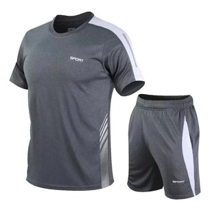 Men's Spandex O-Neck Short Sleeves Fitness Sports Jogging Set