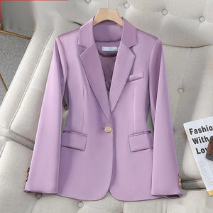 Women's Cotton Notched Long Sleeves Single Breasted Trendy Blazer