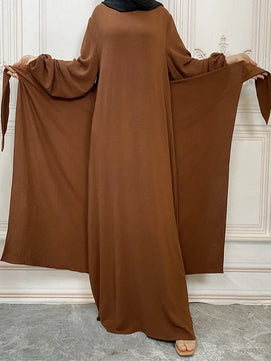 Women's Arabian Polyester Full Sleeves Solid Pattern Long Dress