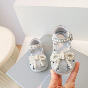 Kid's Leather Round Toe Breathable Pearl Pattern Formal Shoes