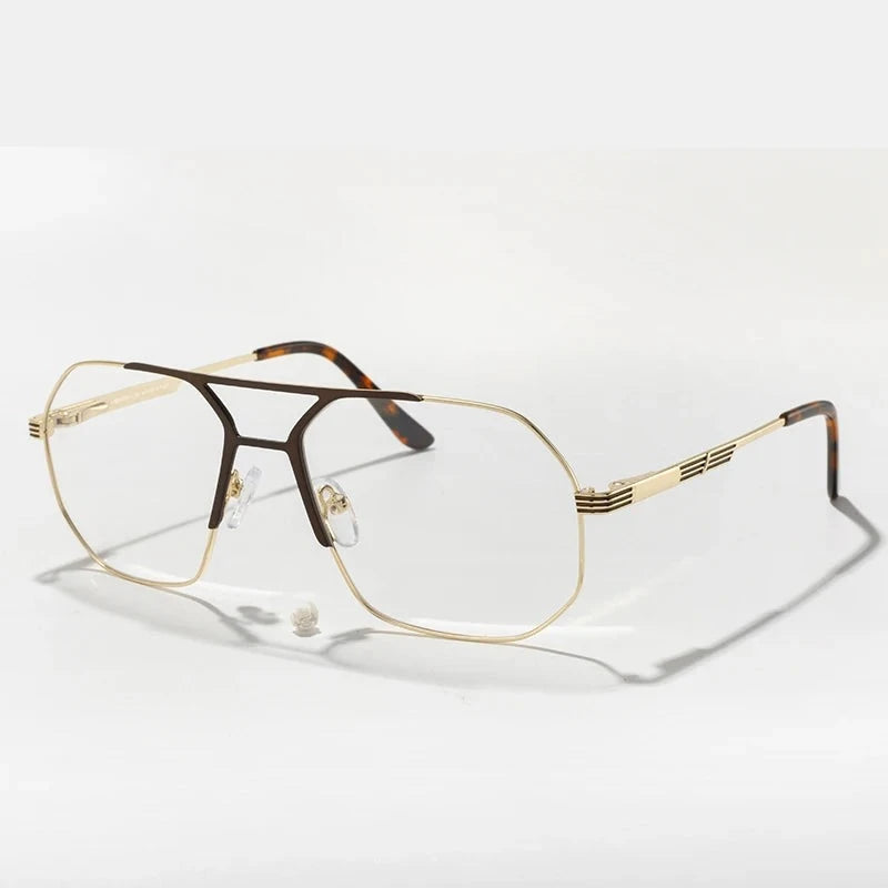 Men's Titanium Alloy Frame Full-Rim Polygon Shaped Trendy Glasses