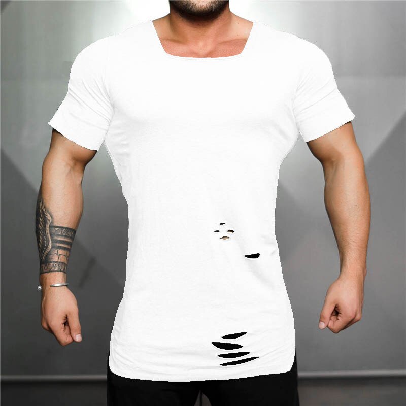 Men's Cotton Short Sleeve Gym Fitness Running Workout Plain Tops