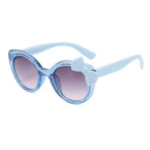 Kid's Resin Frame Round Shaped UV400 Bowknot Trendy Sunglasses