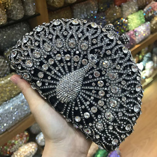 Women's Metallic Hasp Closure Rhinestone Bridal Wedding Clutch