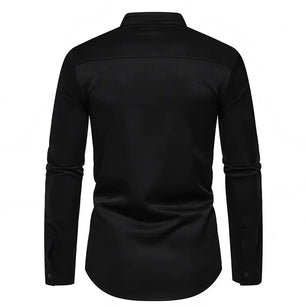 Men's Polyester Stand Collar Full Sleeves Single Breasted Shirts