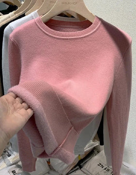 Women's Acrylic High-Neck Long Sleeve Pullover Casual Sweater