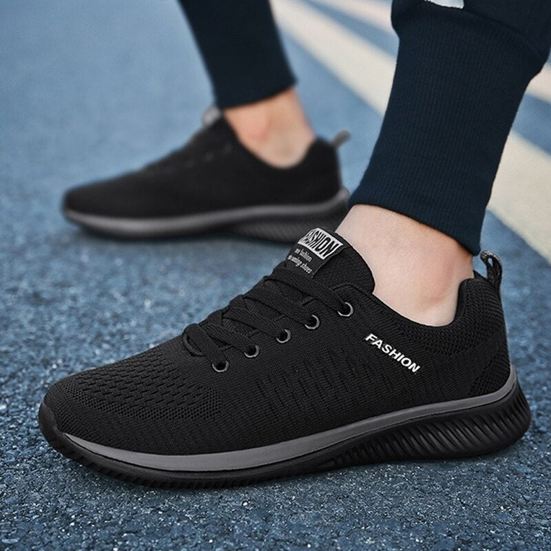 Men's Round Toe Mesh Breathable Lace Up Casual Walking Shoes